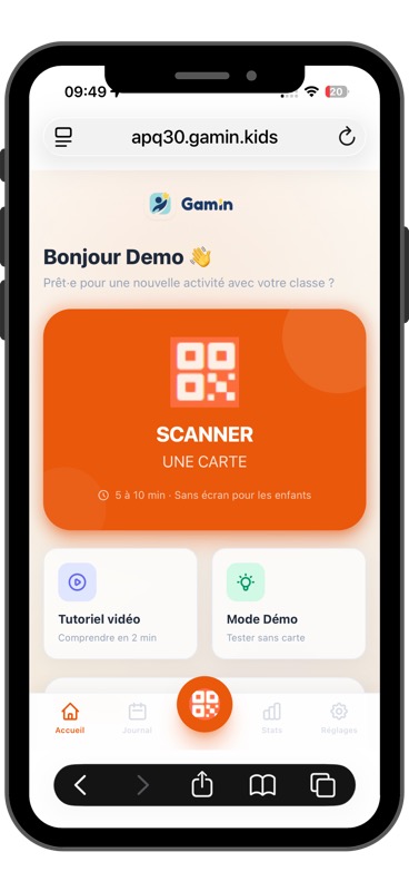 L'application Gam'in prête à lancer une séance