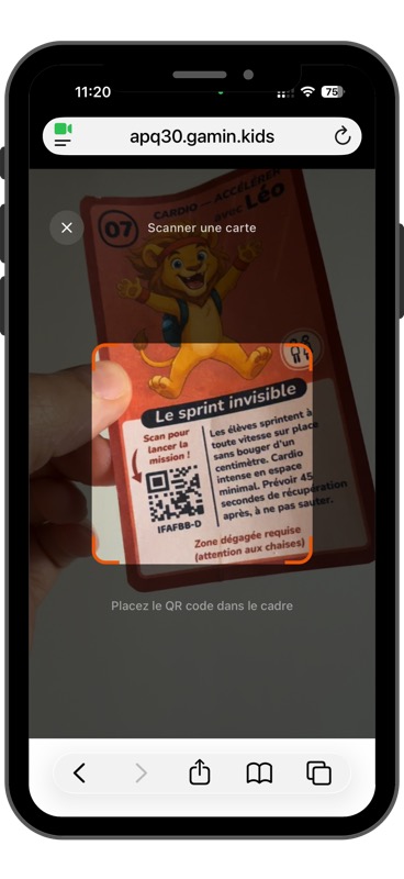 L'application Gam'in scanne une carte mission