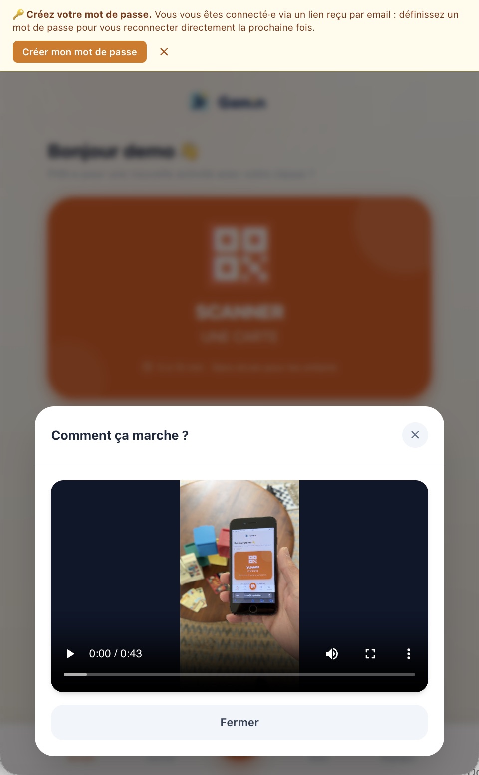 Fenêtre « Comment ça marche ? » avec la vidéo tutoriel de 43 secondes